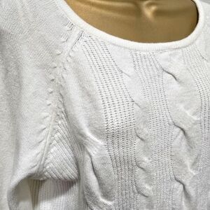 NWT Cream Cable Knit Long Sweater Womens Sm Minimalist Office Career Cozy Angel